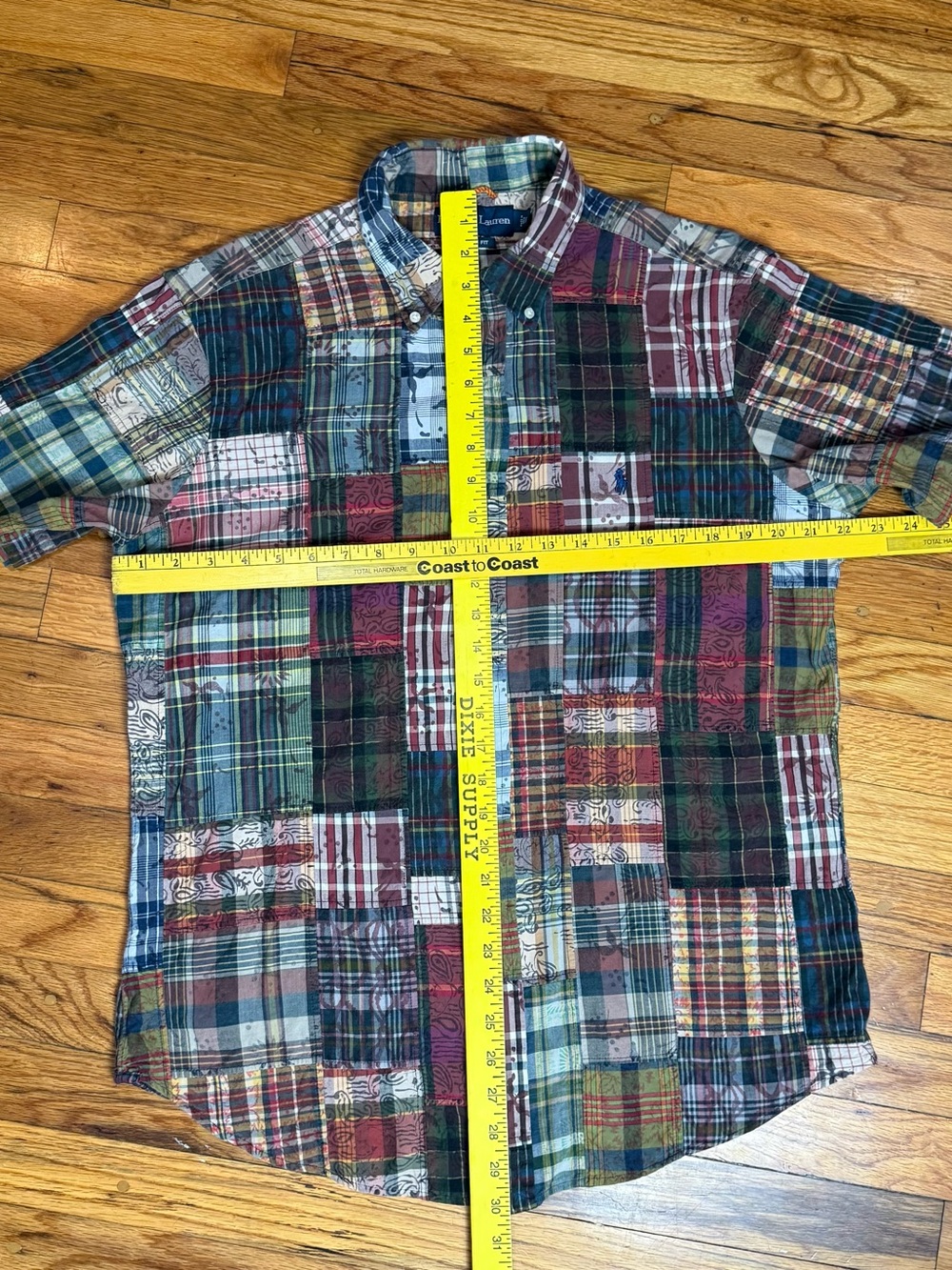 Ralph Lauren Polo Men’s Lg Plaid Madras Patchwork Button Down Vintage Shirt - Picture 4 of 8